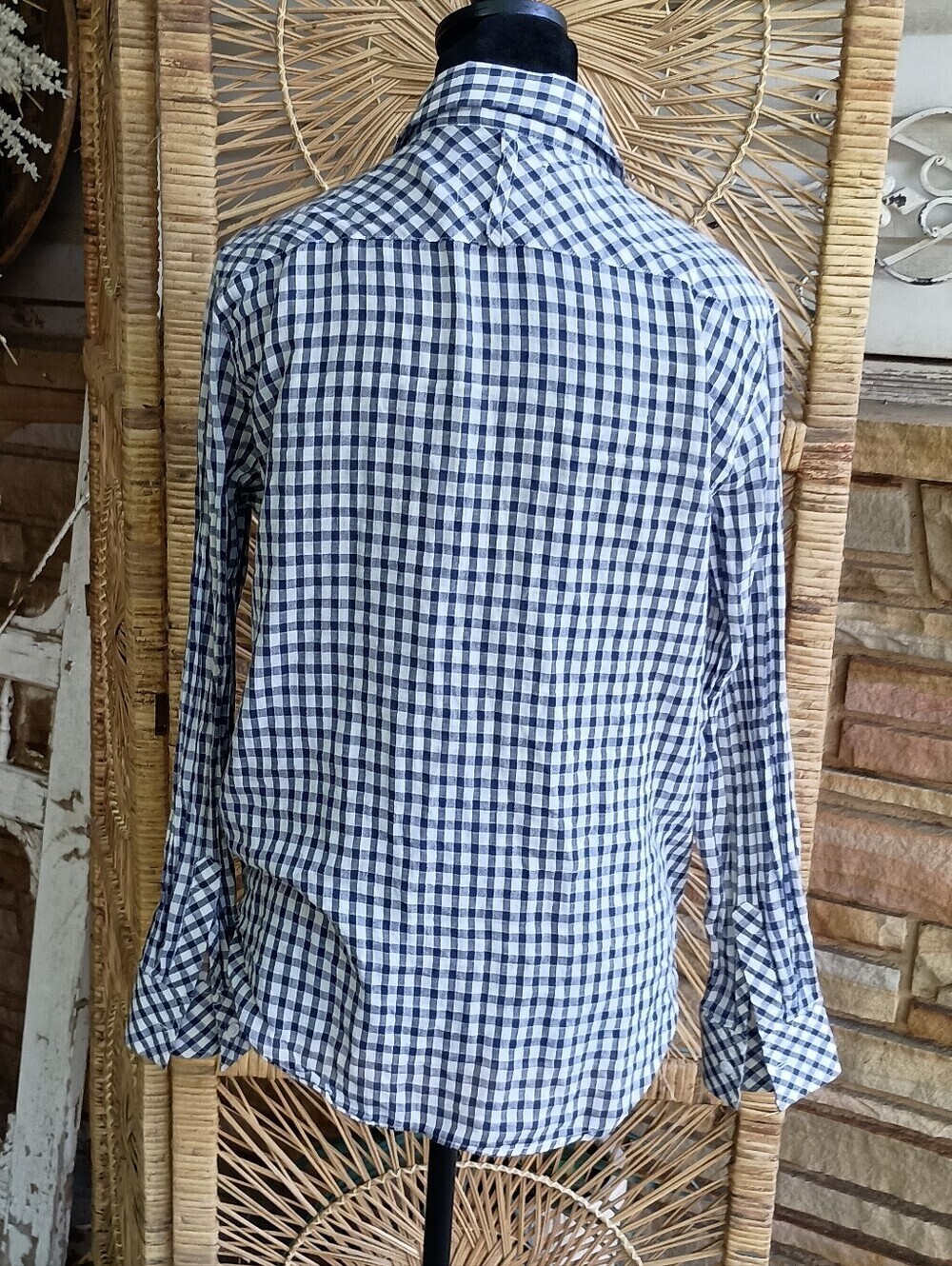 Rails Anthropologie Navy and White 100% Cotton Gingham Button-Down Shirt_M - Picture 7 of 10